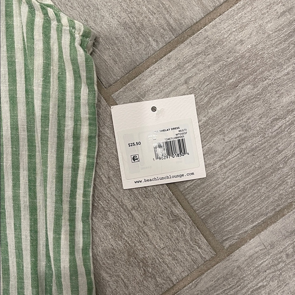 beachlunchlounge Green and White Striped Midi Dress/Swim cover up - Picture 3 of 5